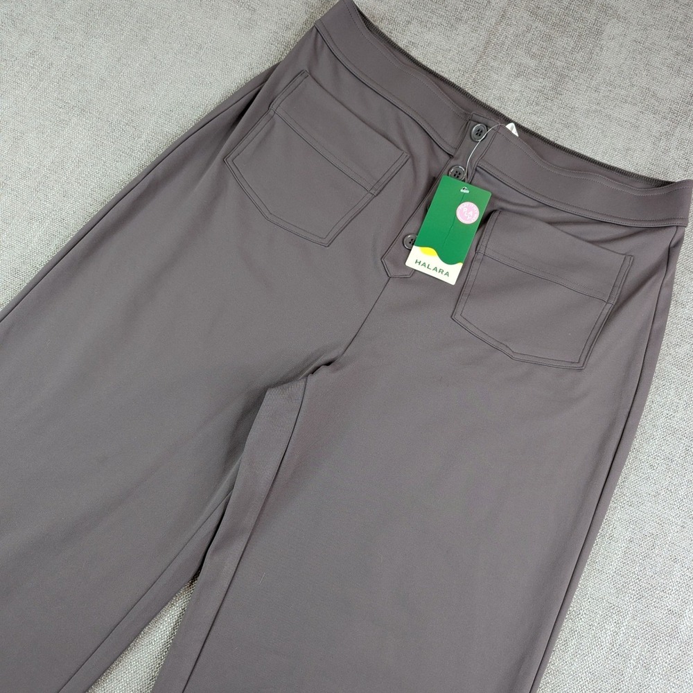 Halara Wide Leg Pants Womens XL Brown High Waisted Button Pockets Trousers NWT
